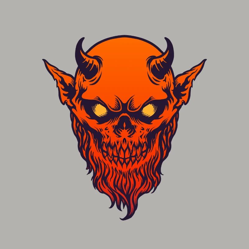 Devil Demon Rot mit Horn und Bart