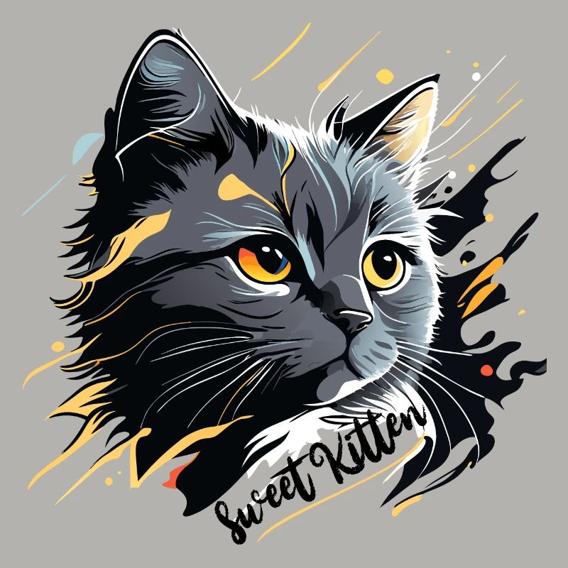 chaton gris, chat