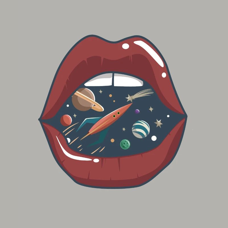Embrasser la bouche dans l'espace