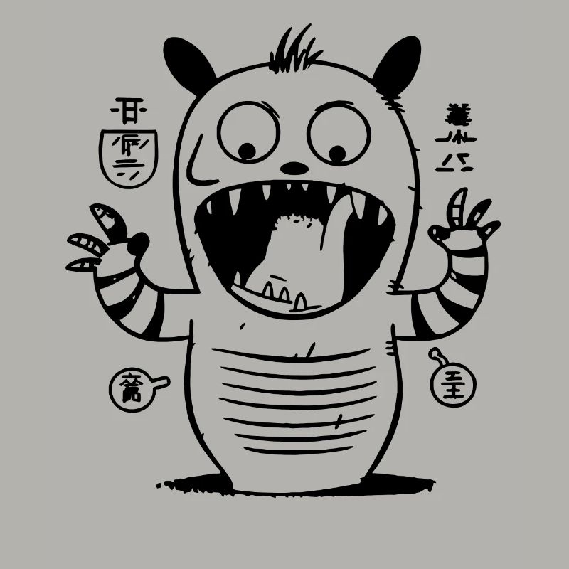 Étrange créature de chat rayé avec la magie de l’anime