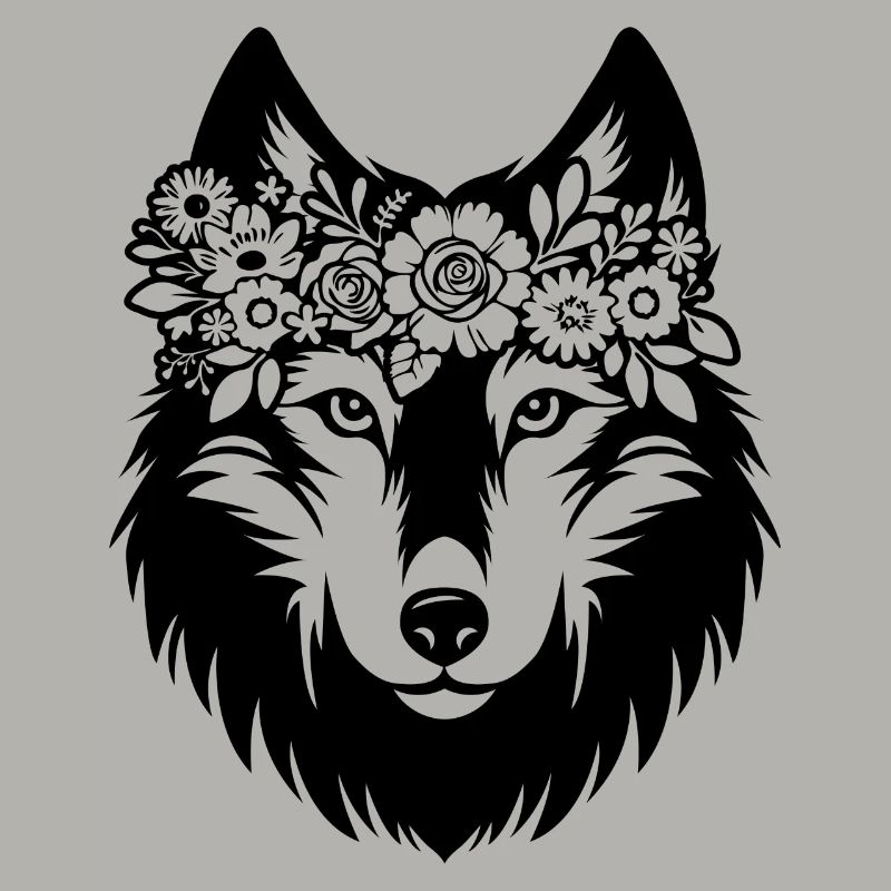 Wolf mit Blumen