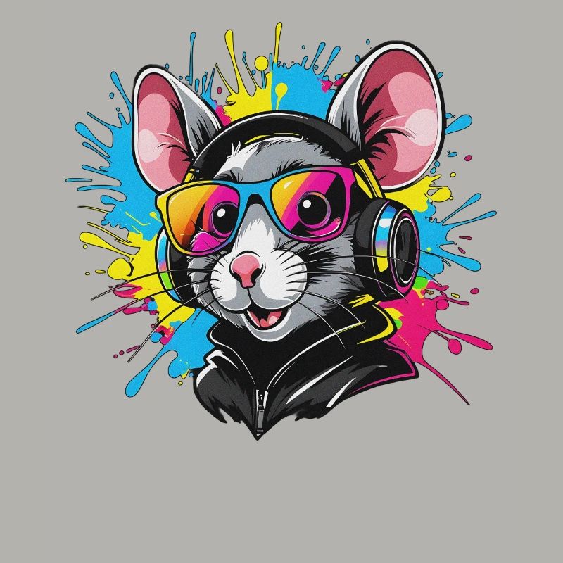 Ratte mit Kopfhörer