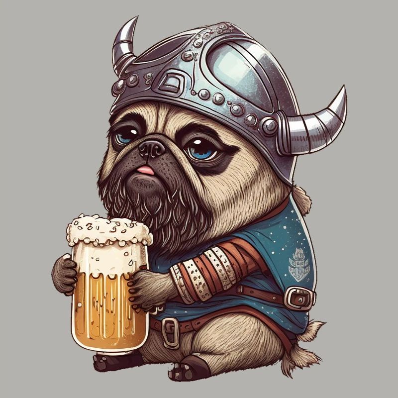 Mops im Wikinger-Modus