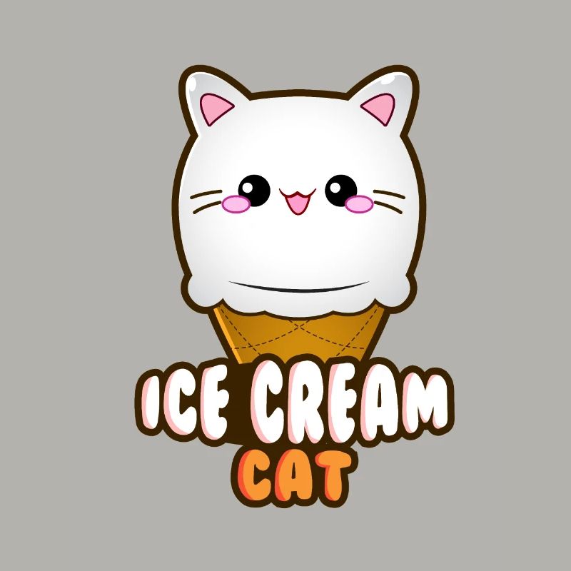 Ice Cream Cat Eiscreme Eis Katze Vanille Eiskugel