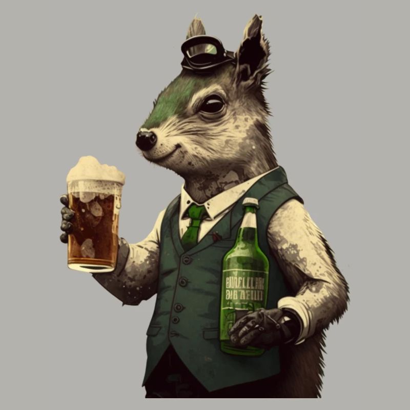 schickes Eichhörnchen Gentleman mit Bier