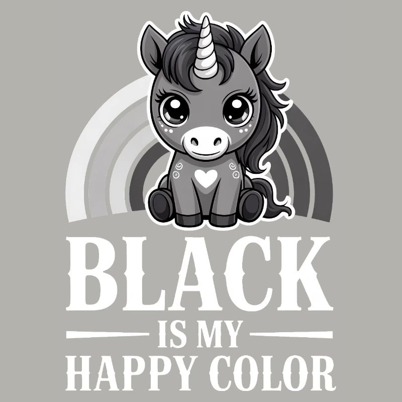 Le noir est ma licorne de couleur joyeuse