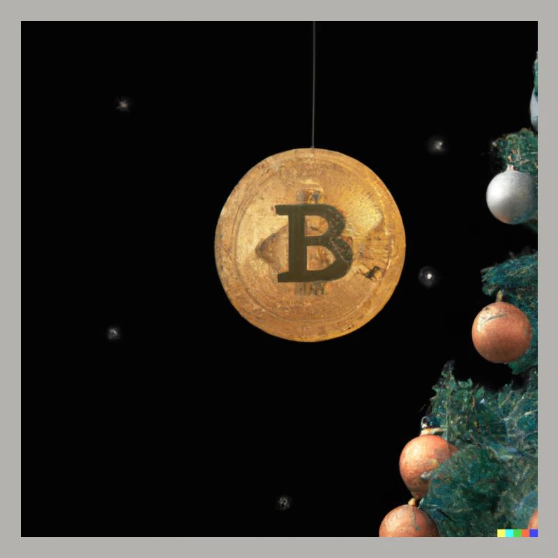 Bitcoin hängt an Weihnachtsbaum