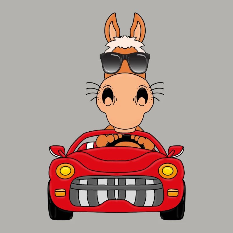 PFERD - CABRIO - AUTO - PONY - AUTOFAHRER - FUN