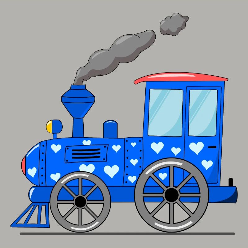 Kinderzug Eisenbahn blau mit Herzen