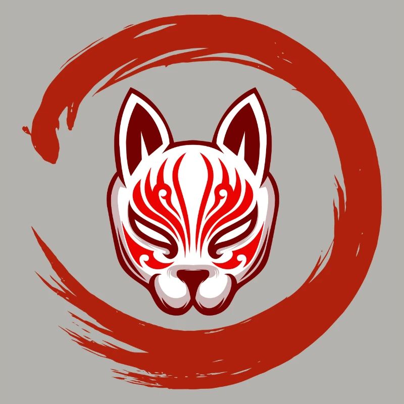 Red Circle Samurai Maske