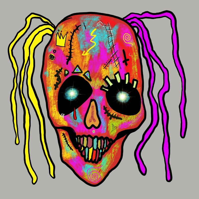 Neon Patchwork Schädel