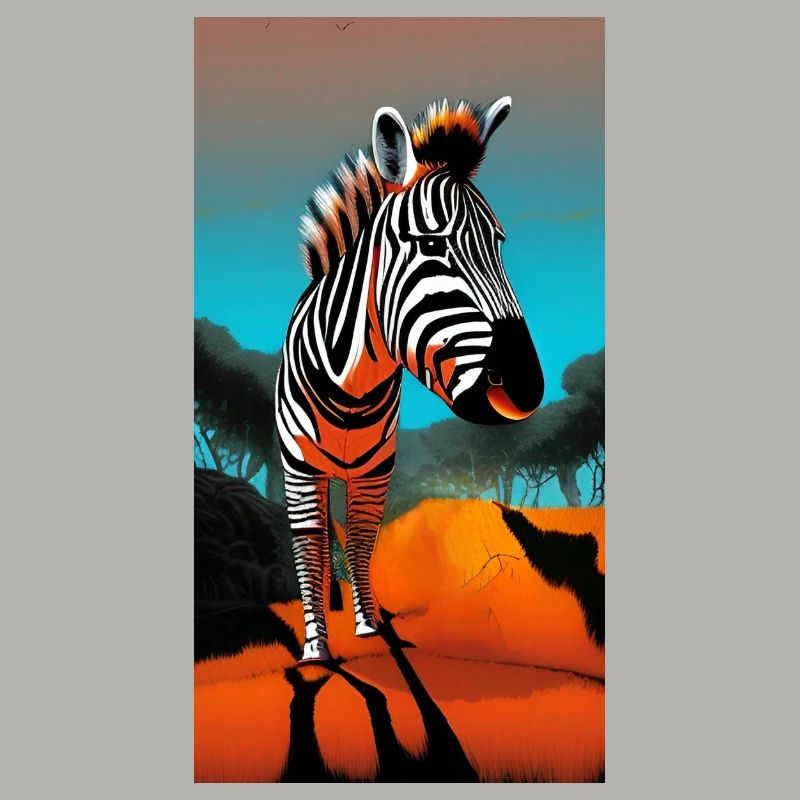 Comic drawing zebra (Hippotigris) during sunset