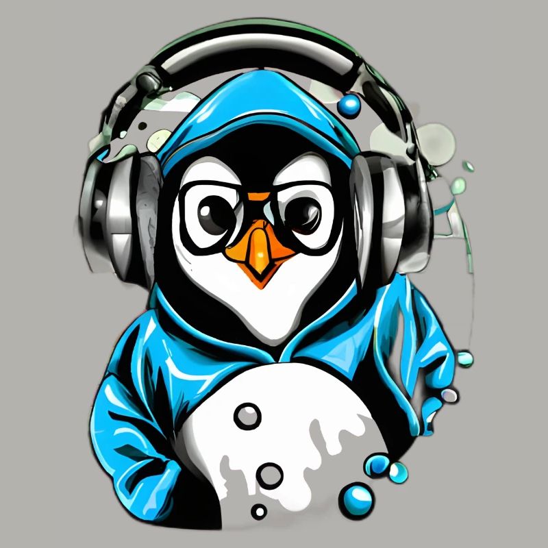 Pinguin mit blauen Pullover