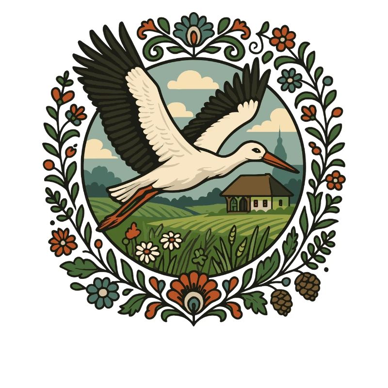 Polnischer Storch Volkskunst Landschaftsgestaltung