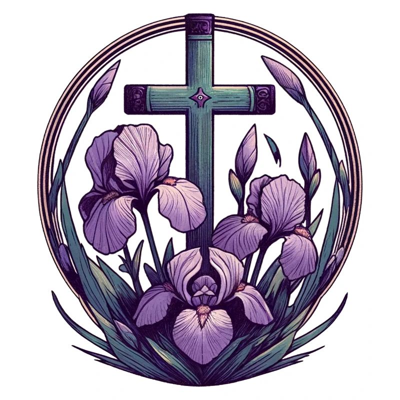 Croix chrétienne violet Iris