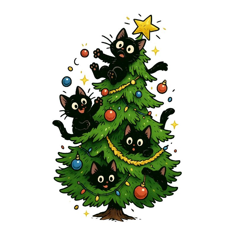 Sapin de Noël Chats Noël