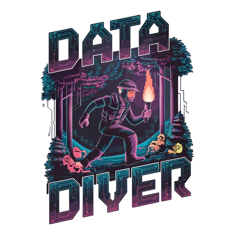 Data Diver Cyber Explorer Retro Tech Artwork