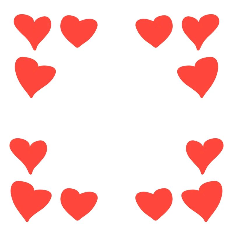 Hearts Pattern Frame Square Heart Red