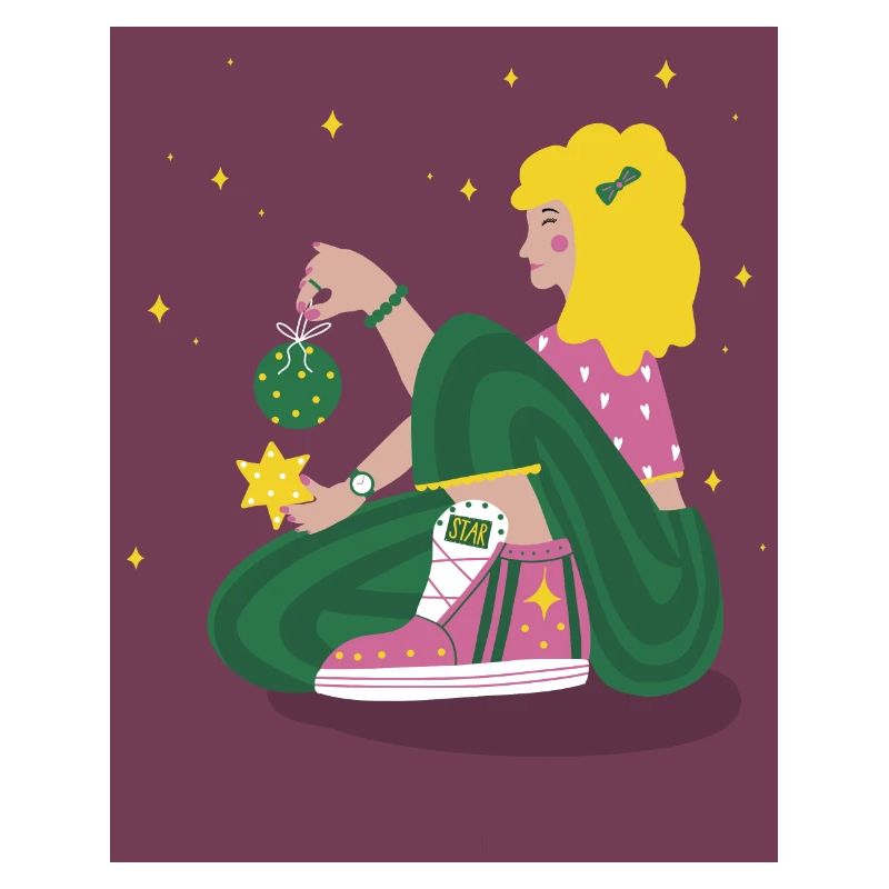 Fille de Noël avec des étoiles