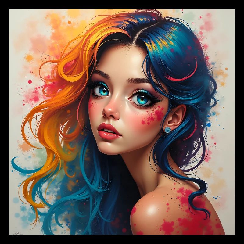 Regenbogen-Haar-Porträt-Splash