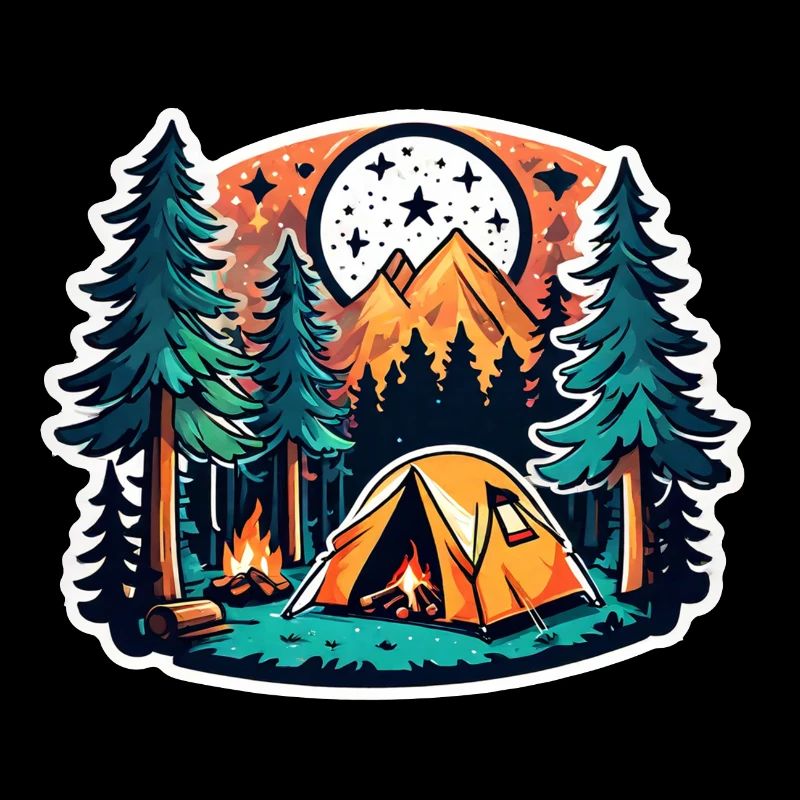 Camping, tent and campfire