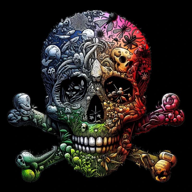 tête de mort multicolore