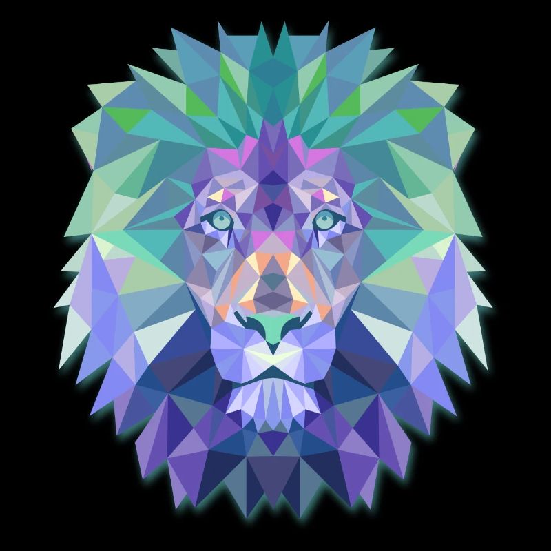 Löwenkopf polygonale abstrakte Farben Leo King Geschenk