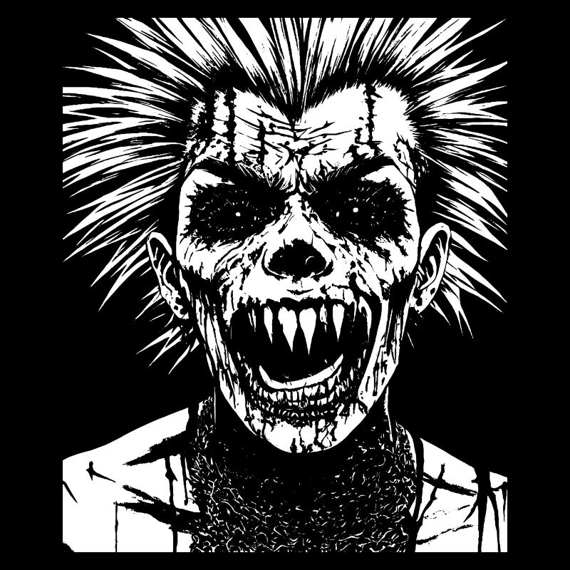 Crâne d’éventail d’anarchie avec Mohawk Crazy Antisocial Pu