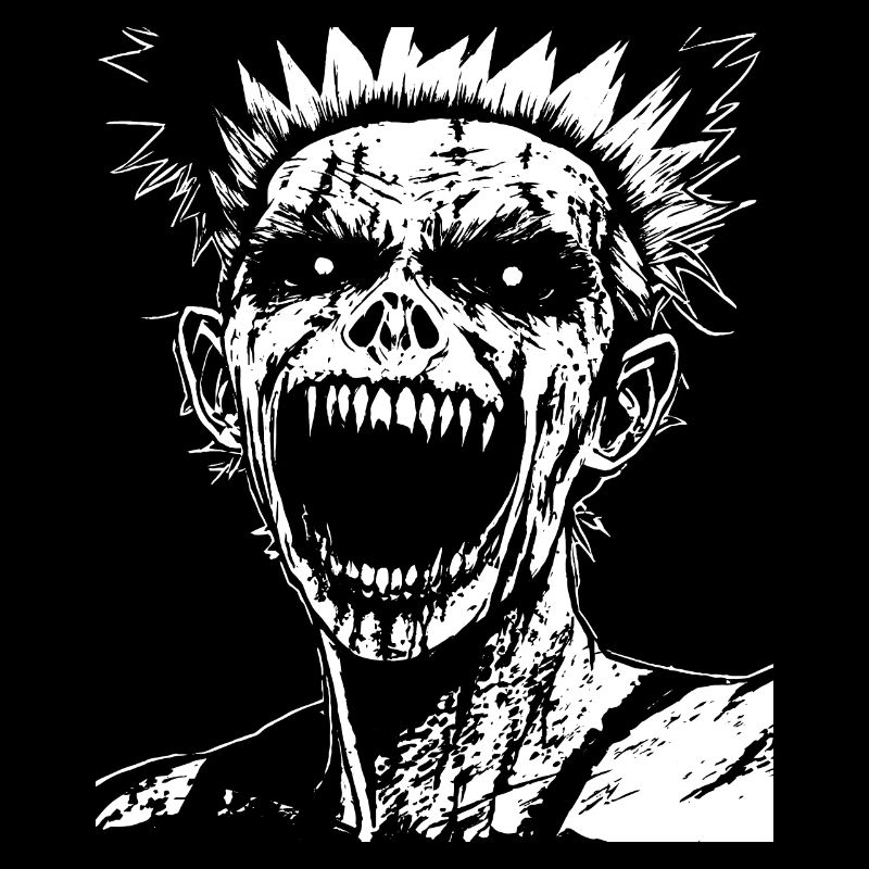 Horror-Fan-Schädel mit Mohawk Crazy Punkrocker Wortspiel
