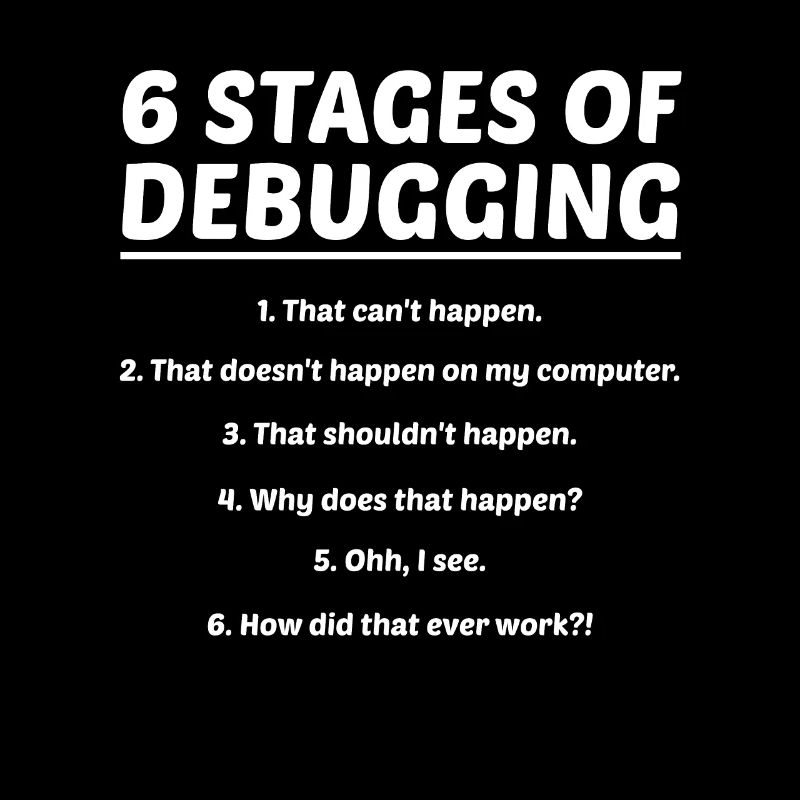 6 Stages Of Debugging Coder Programmer Software De