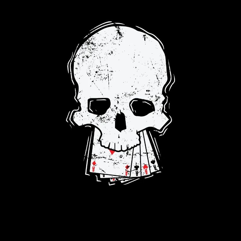 Totenkopf mit Karten Skat oder Poker Kartenspiel