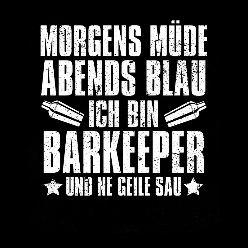 Barkeeper Bartender Morgens Mde Abends Blau