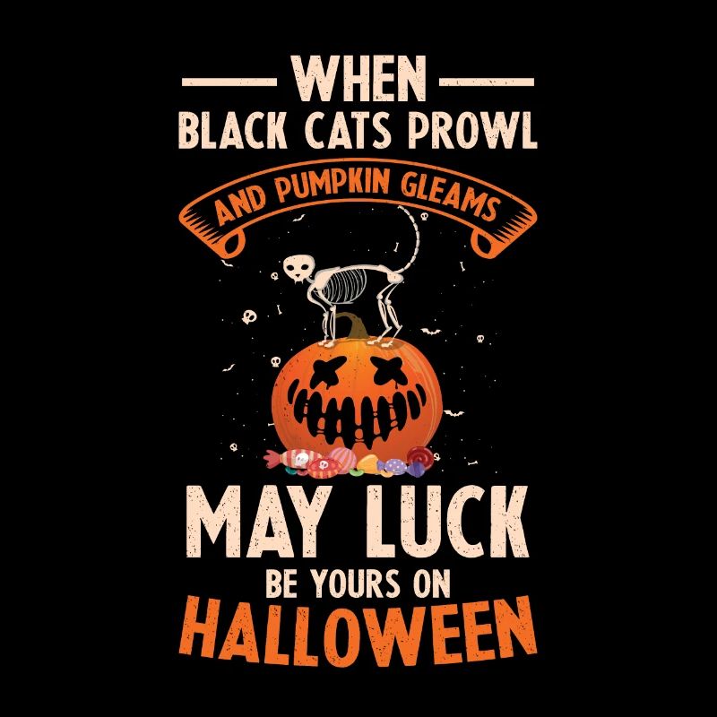 Black Cats Prowl Pumpkin Gleams Halloween