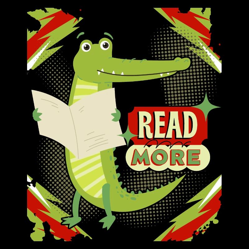 Funny Crocodile, Reading, Book, Newspaper Saying
