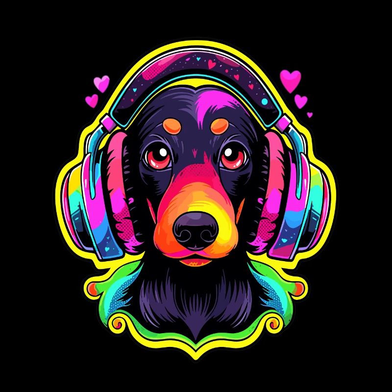 Mélomane Teckel mignon chien DJ teckel
