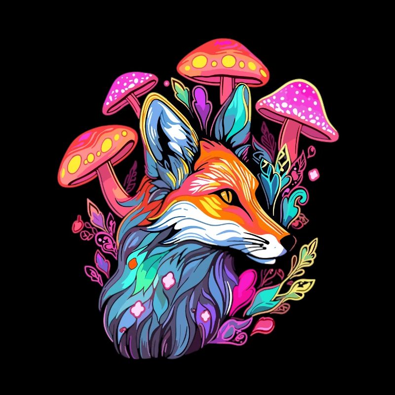 Magic Forest Art Trippy Fox Psychedelic Rave