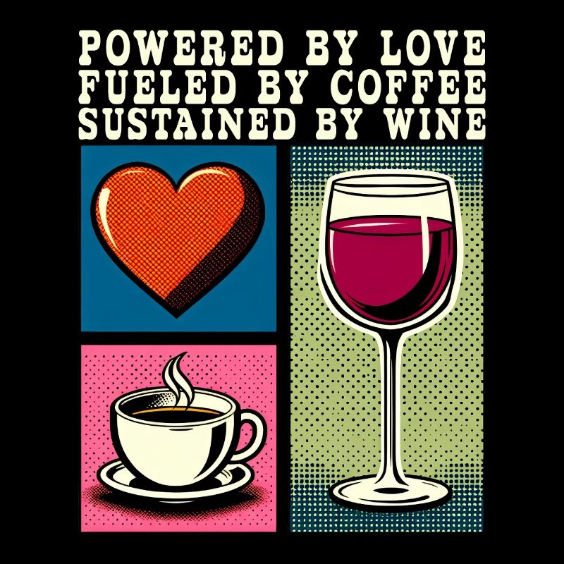 Love Coffee Wine Retro Pop Art Muttertag Geschenk