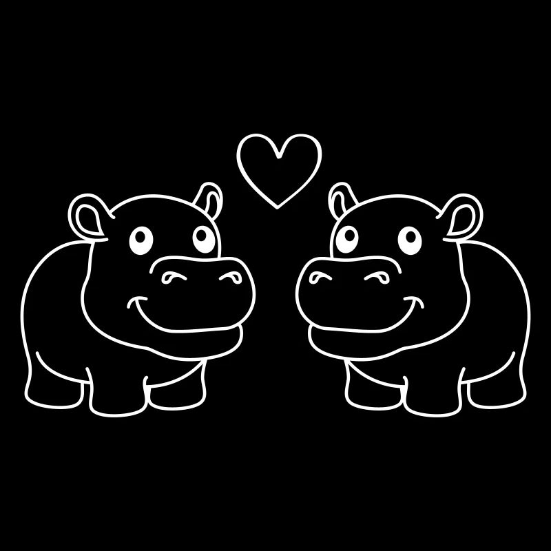 Nilpferd Comic Tier Paar Liebe