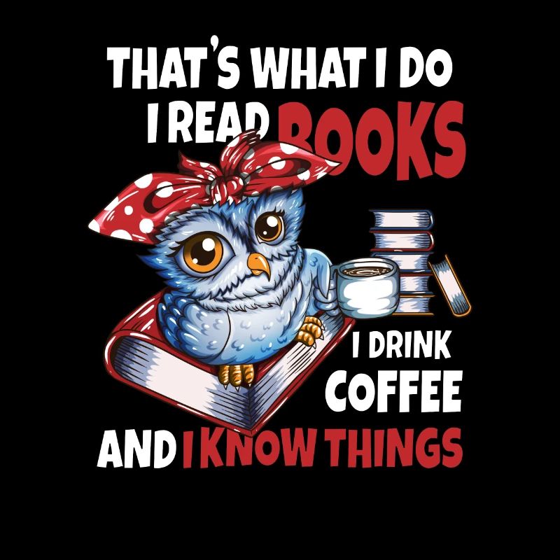 Eule mit heißem Tee Gemütlich ein Buch lesen