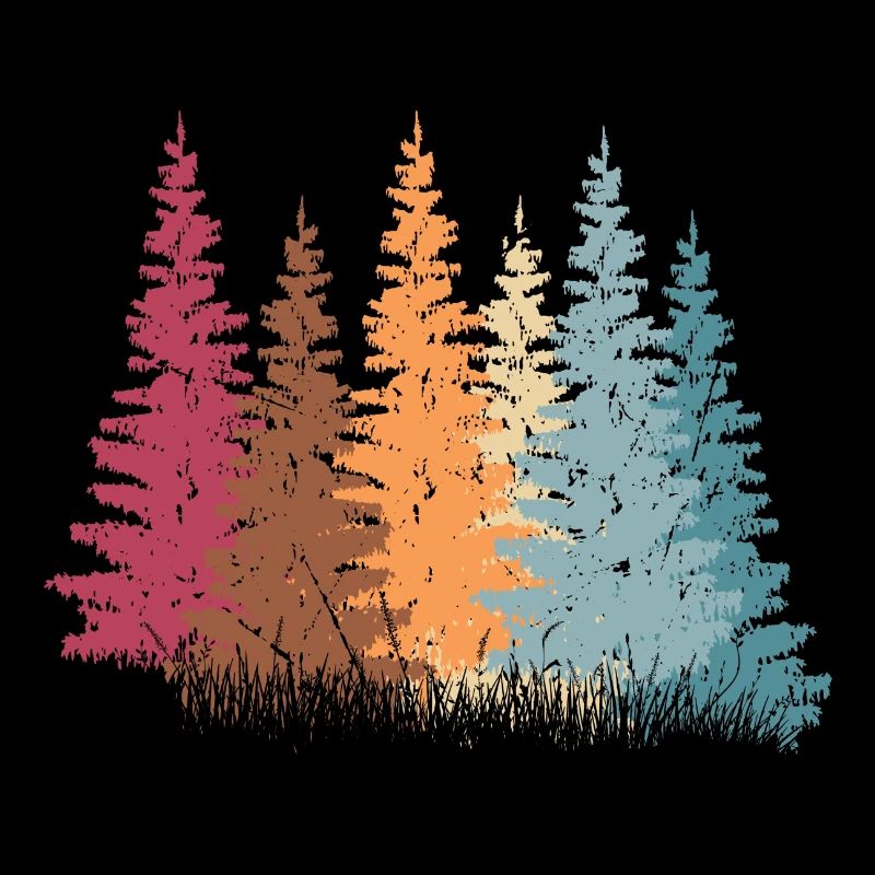 Colorful forest with trees