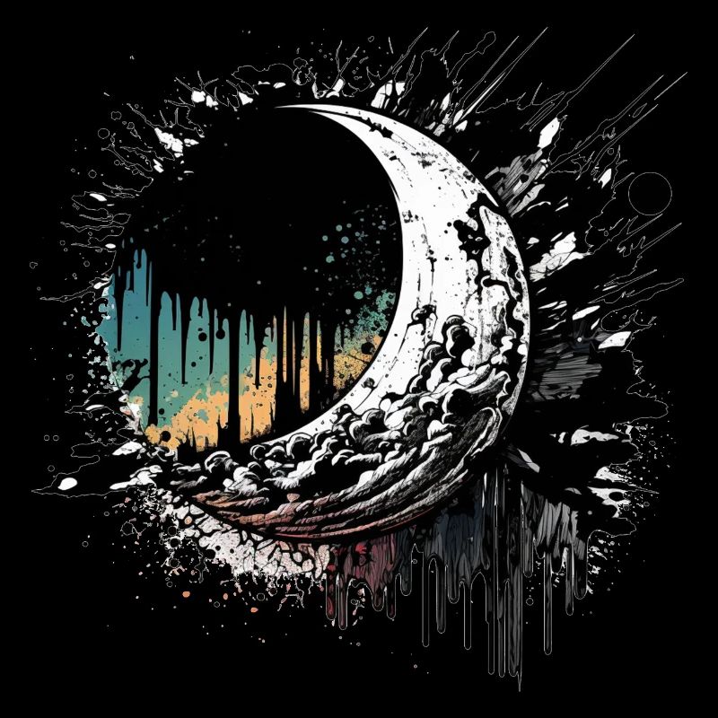 Moon Color Drop Black Multicolored