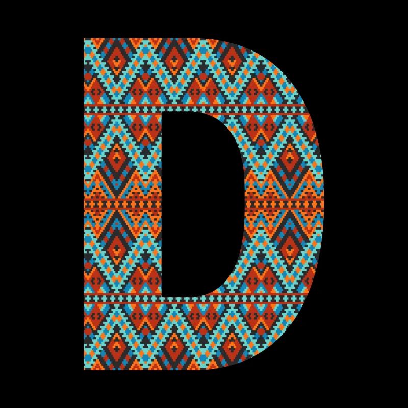 Buchstabe D- Boho-Design, Buntes Monogramm
