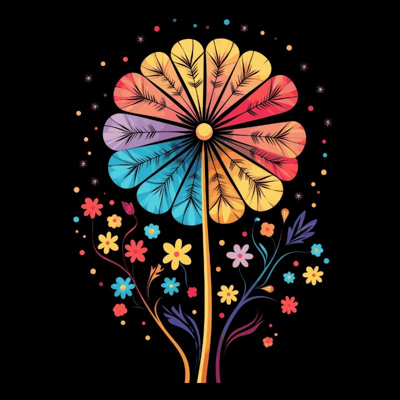Bunte Blumen mit Regenbogen Farben