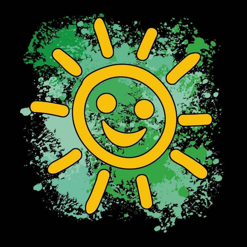 Soleil souriant sur des éclaboussures colorées de couleur