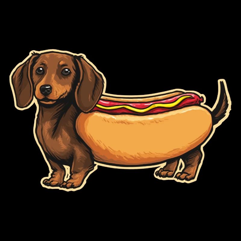 Süßer Dackel Hot-Dog-Brötchen-Aufkleber