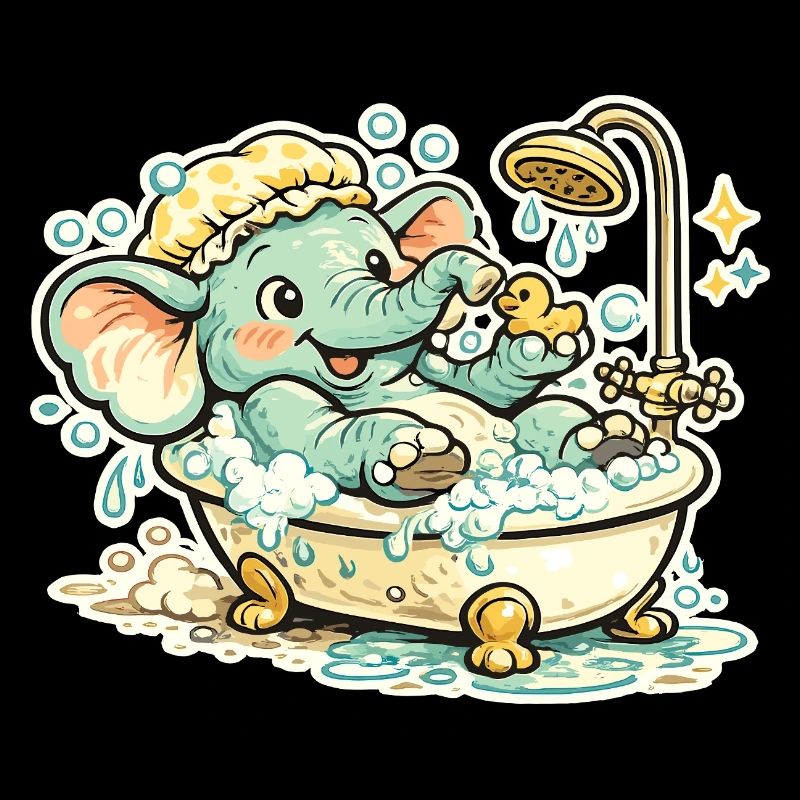 Petit éléphant dans la douche amusante