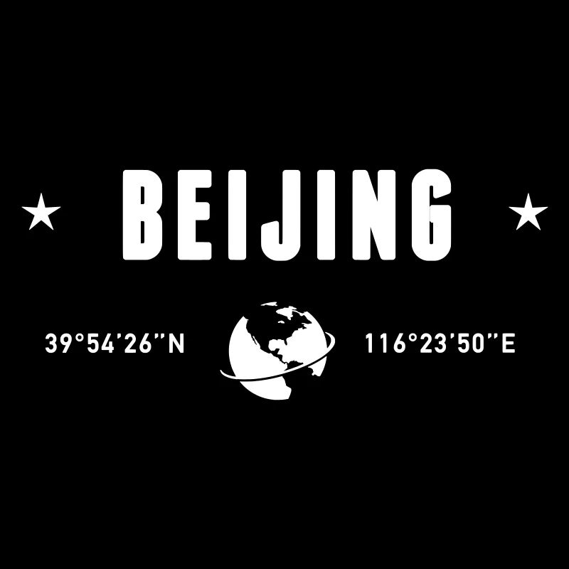 Beijing China Coordinates Planet Earth White