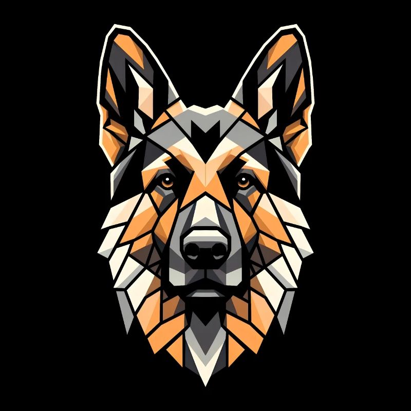 German Shepherd Dog Head Geometry Polygon Art