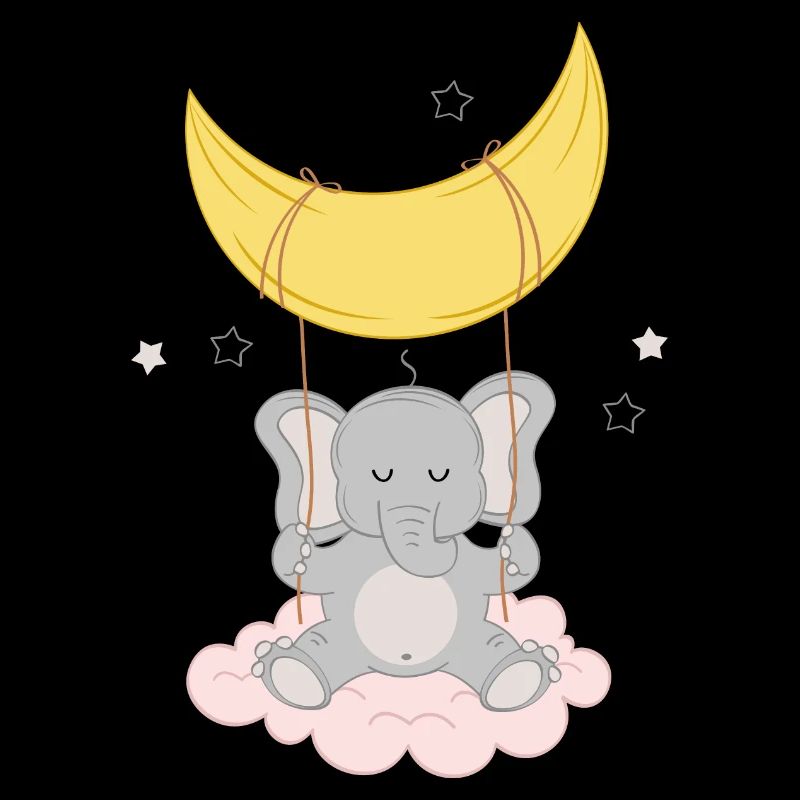 Elephant rocks on the cloud with moon and star