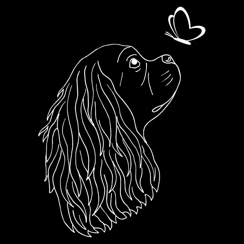 Cavalier King Charles Spaniel mit Schmetterling